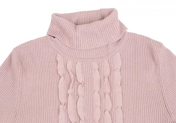 インゲボルグINGEBORG ウールレーヨンフリルペーストリブニットセーター ピンクS K-112677_003
