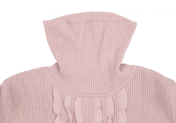インゲボルグINGEBORG ウールレーヨンフリルペーストリブニットセーター ピンクS K-112677_004