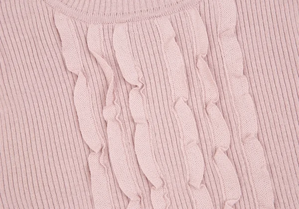 インゲボルグINGEBORG ウールレーヨンフリルペーストリブニットセーター ピンクS K-112677_005