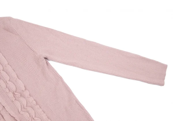 インゲボルグINGEBORG ウールレーヨンフリルペーストリブニットセーター ピンクS K-112677_006