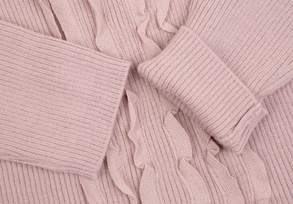 インゲボルグINGEBORG ウールレーヨンフリルペーストリブニットセーター ピンクS K-112677_007