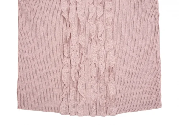 インゲボルグINGEBORG ウールレーヨンフリルペーストリブニットセーター ピンクS K-112677_008