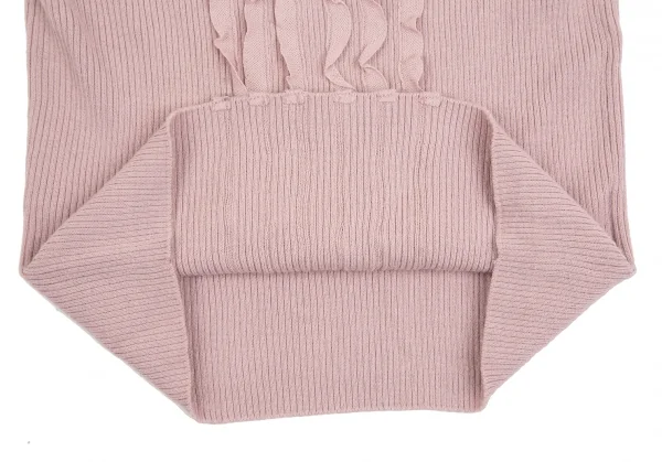 インゲボルグINGEBORG ウールレーヨンフリルペーストリブニットセーター ピンクS K-112677_009