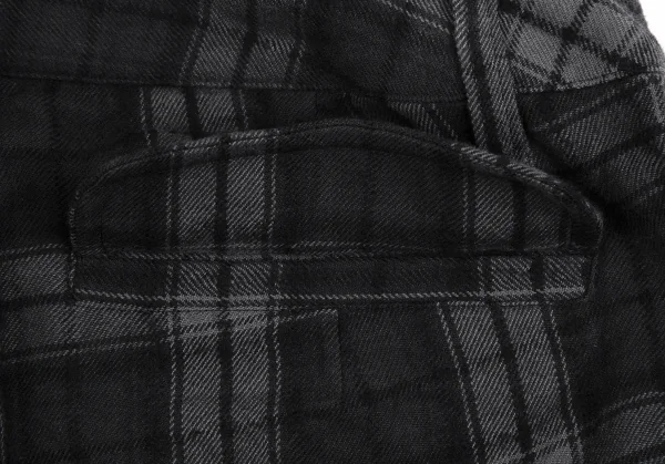 ピンクハウスPINK HOUSE コットンウール裁ち切りフリル切替チェッククロップドパンツ グレー濃淡S K-112686_011