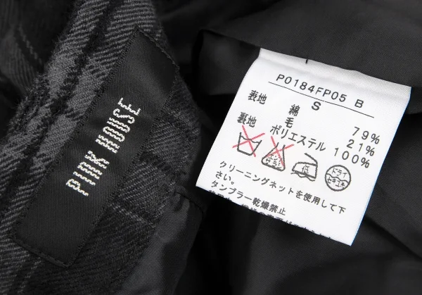 ピンクハウスPINK HOUSE コットンウール裁ち切りフリル切替チェッククロップドパンツ グレー濃淡S K-112686_013