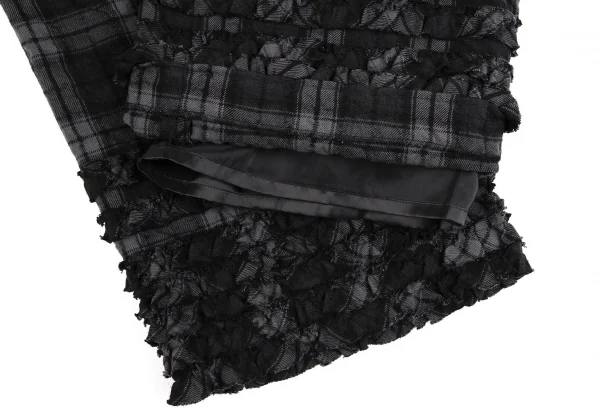 ピンクハウスPINK HOUSE コットンウール裁ち切りフリル切替チェッククロップドパンツ グレー濃淡S K-112686_008