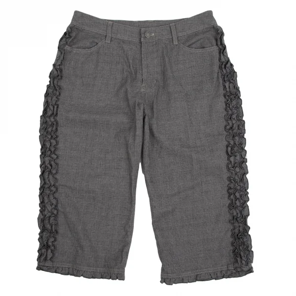 ピンクハウスPINK HOUSE サイドフリル切替グレンチェッククロップドパンツ グレーM K-112690_001