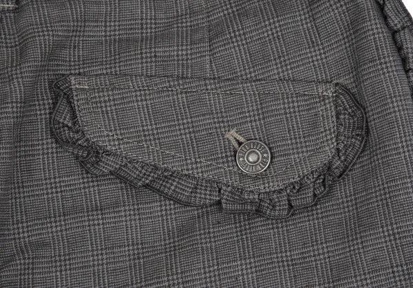 ピンクハウスPINK HOUSE サイドフリル切替グレンチェッククロップドパンツ グレーM K-112690_010