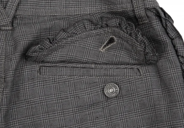 ピンクハウスPINK HOUSE サイドフリル切替グレンチェッククロップドパンツ グレーM K-112690_011