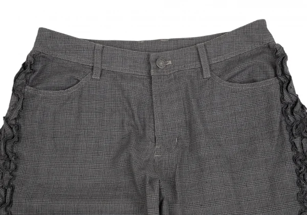 ピンクハウスPINK HOUSE サイドフリル切替グレンチェッククロップドパンツ グレーM K-112690_002