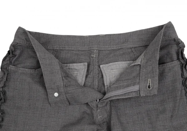 ピンクハウスPINK HOUSE サイドフリル切替グレンチェッククロップドパンツ グレーM K-112690_004