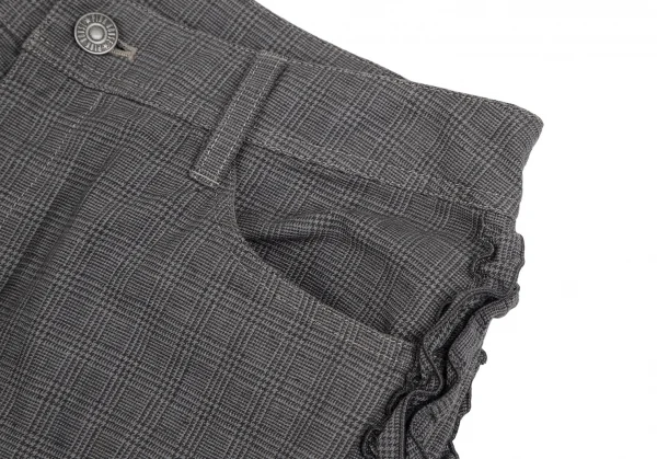 ピンクハウスPINK HOUSE サイドフリル切替グレンチェッククロップドパンツ グレーM K-112690_005