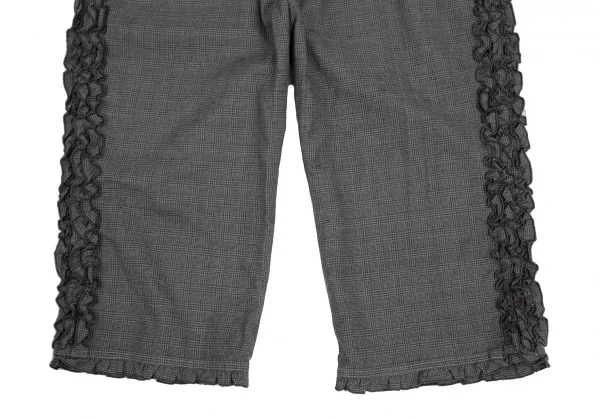 ピンクハウスPINK HOUSE サイドフリル切替グレンチェッククロップドパンツ グレーM K-112690_006