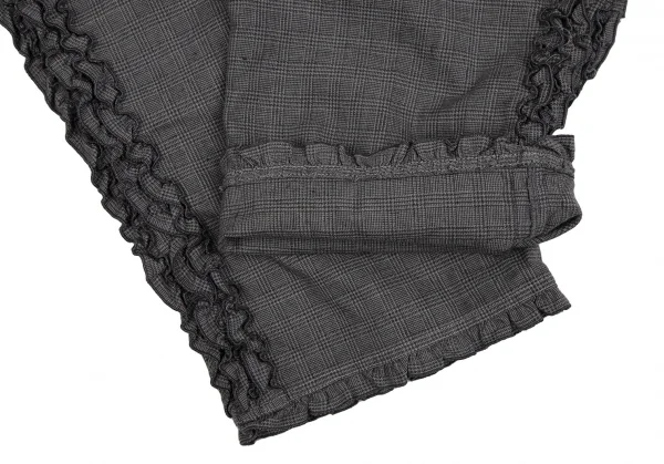 ピンクハウスPINK HOUSE サイドフリル切替グレンチェッククロップドパンツ グレーM K-112690_008