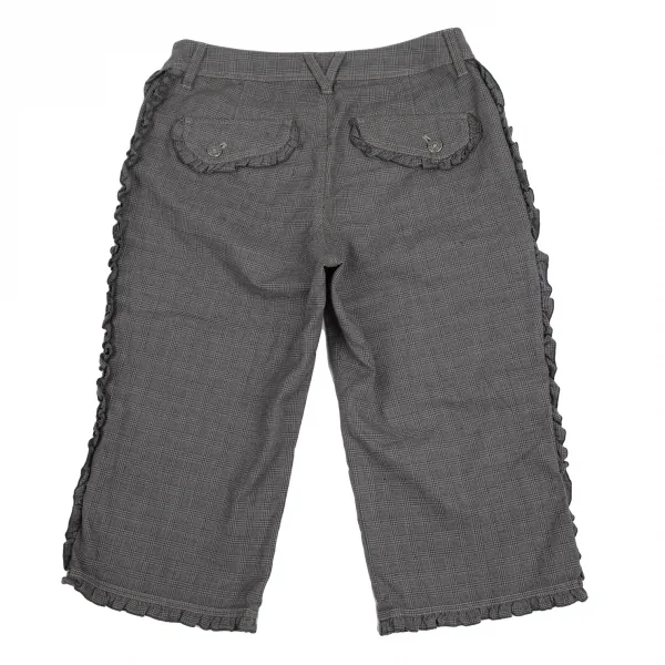 ピンクハウスPINK HOUSE サイドフリル切替グレンチェッククロップドパンツ グレーM K-112690_009