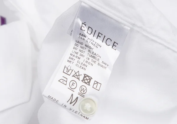エディフィスEDIFICE SOKTASコットンリネン七分袖カッタウェイシャツ 白M K-112700_011