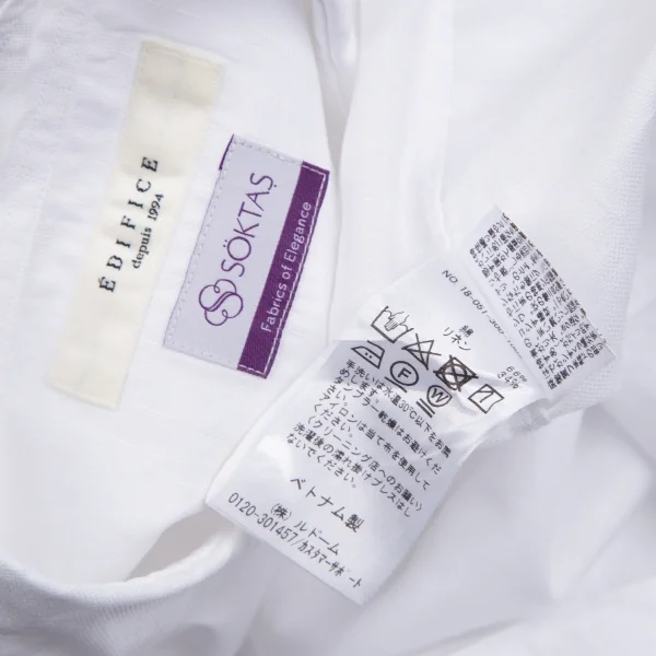 エディフィスEDIFICE SOKTASコットンリネン七分袖カッタウェイシャツ 白M K-112700_012