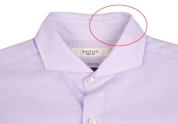 エディフィスEDIFICE SOKTASコットンリネン七分袖カッタウェイシャツ パープルM K-112701_002