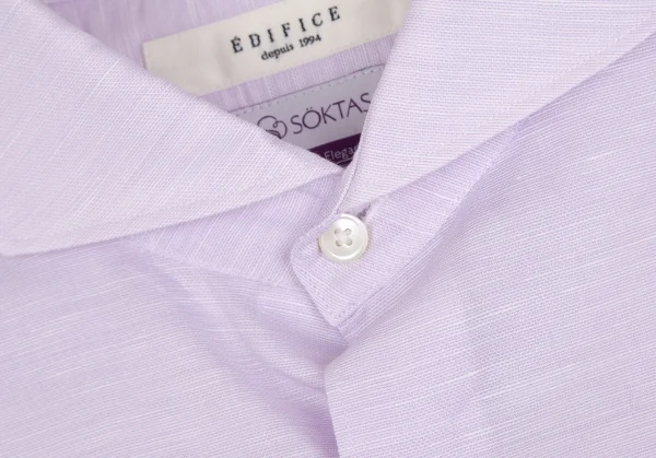 エディフィスEDIFICE SOKTASコットンリネン七分袖カッタウェイシャツ パープルM K-112701_004