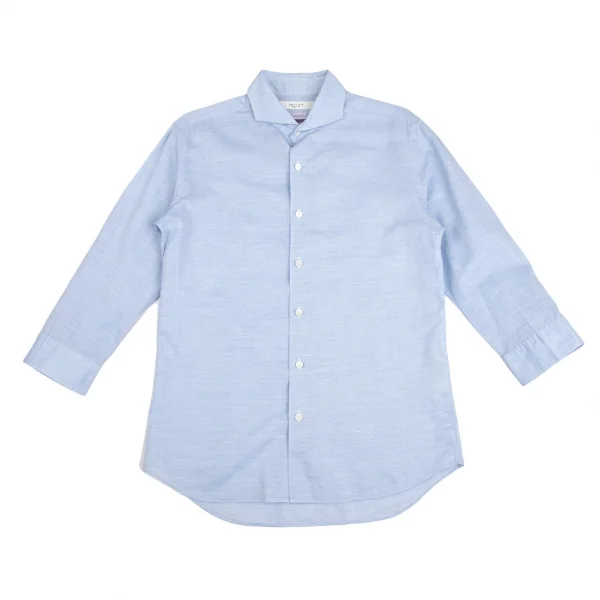 エディフィスEDIFICE SOKTASコットンリネン七分袖カッタウェイシャツ 水色M K-112702_001