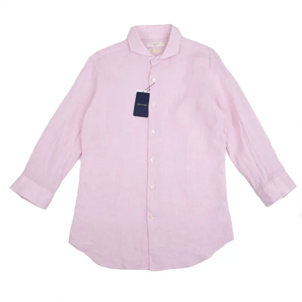 エディフィスEDIFICE Herdmansリネン七分袖カッタウェイシャツ ピンクM K-112703_001
