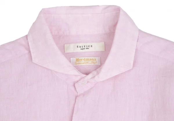 エディフィスEDIFICE Herdmansリネン七分袖カッタウェイシャツ ピンクM K-112703_002