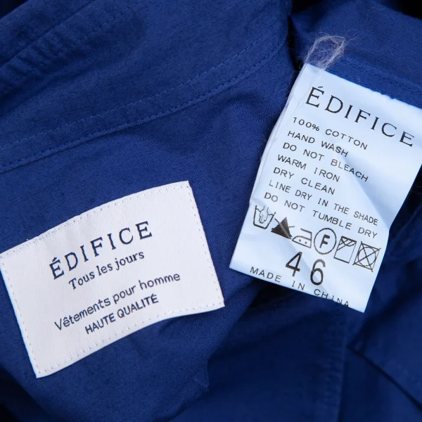エディフィスEDIFICE 製品染めコットン七分袖シャツ 青46 K-112705_018