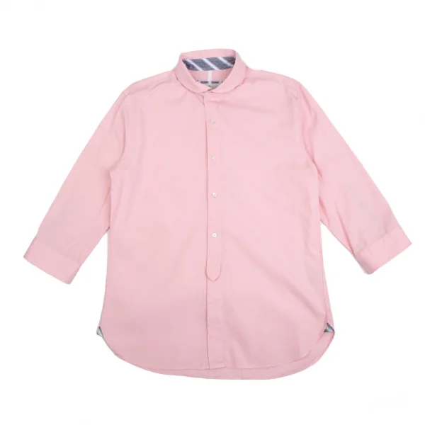 エディフィスEDIFICE コットンショールカラー七分袖シャツ ピンク46 K-112706_001