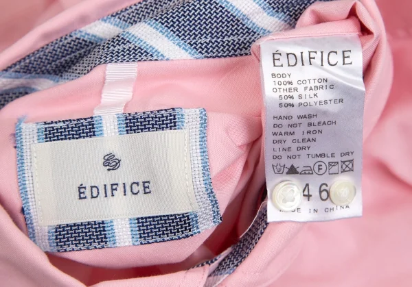 エディフィスEDIFICE コットンショールカラー七分袖シャツ ピンク46 K-112706_013