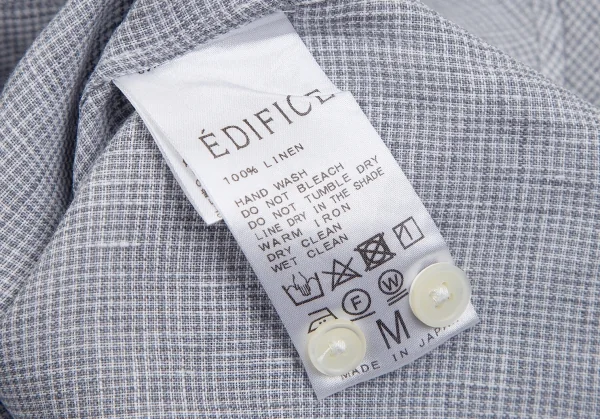 エディフィスEDIFICE Albiniリネンパピートゥースカッタウェイシャツ グレー白M K-112710_010