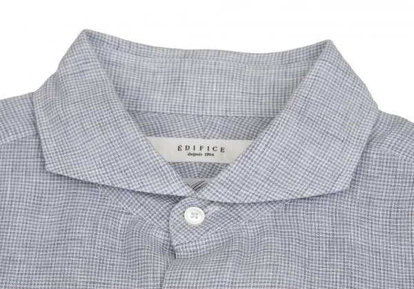 エディフィスEDIFICE Albiniリネンパピートゥースカッタウェイシャツ グレー白M K-112710_002