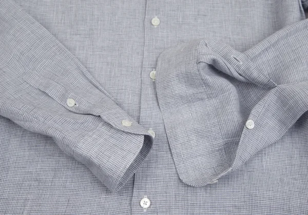 エディフィスEDIFICE Albiniリネンパピートゥースカッタウェイシャツ グレー白M K-112710_005