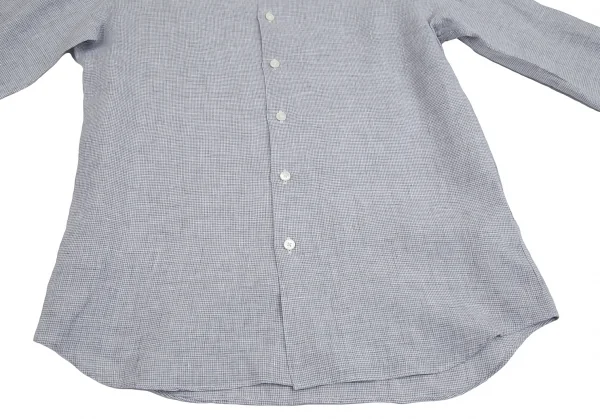 エディフィスEDIFICE Albiniリネンパピートゥースカッタウェイシャツ グレー白M K-112710_006