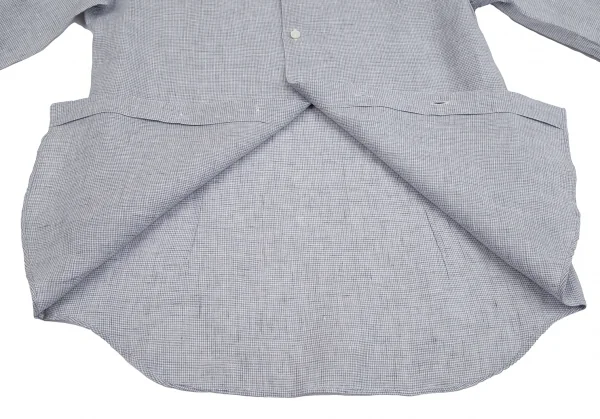 エディフィスEDIFICE Albiniリネンパピートゥースカッタウェイシャツ グレー白M K-112710_007