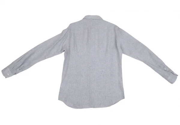 エディフィスEDIFICE Albiniリネンパピートゥースカッタウェイシャツ グレー白M K-112710_008