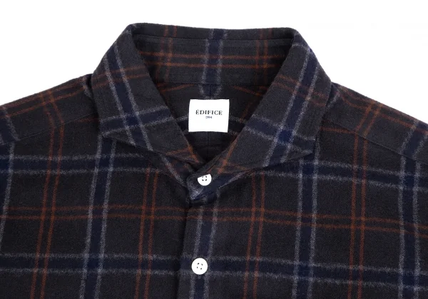 エディフィスEDIFICE コットンカッタウェイチェックフランネルシャツ チャコールM K-112713_002