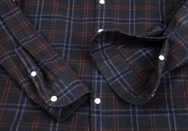 エディフィスEDIFICE コットンカッタウェイチェックフランネルシャツ チャコールM K-112713_005