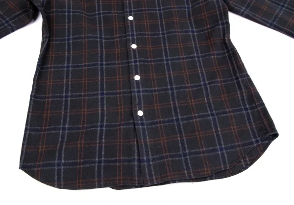 エディフィスEDIFICE コットンカッタウェイチェックフランネルシャツ チャコールM K-112713_006