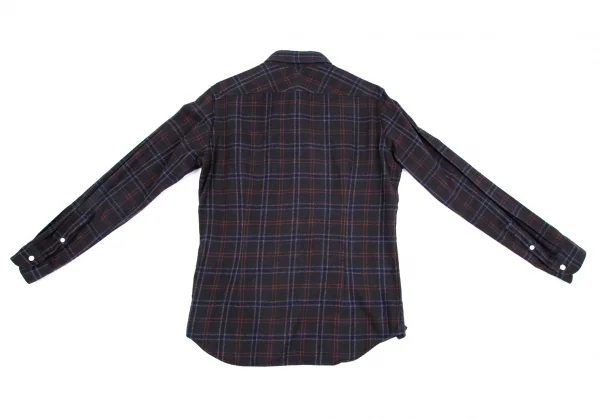 エディフィスEDIFICE コットンカッタウェイチェックフランネルシャツ チャコールM K-112713_008