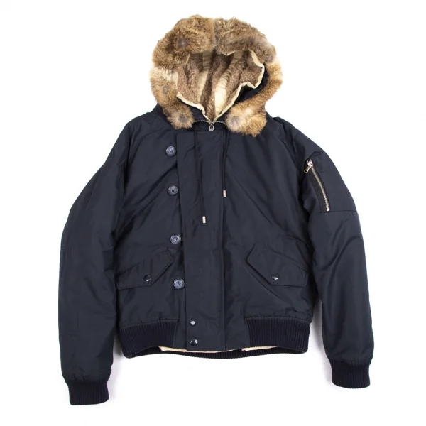 ドルチェ&ガッバーナDOLCE&GABBANA ボアライナー付きフライトジャケット 紺46 K-112716_001