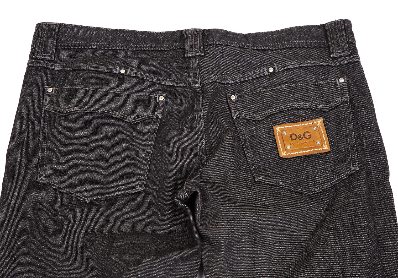 DOLCE & GABBANA ハイウエストレサハンツ FTBYFLHULJ8 N0000NERO ドルチェ&ガッバーナDOLCE&GABBANA レザープレートデニムパンツ