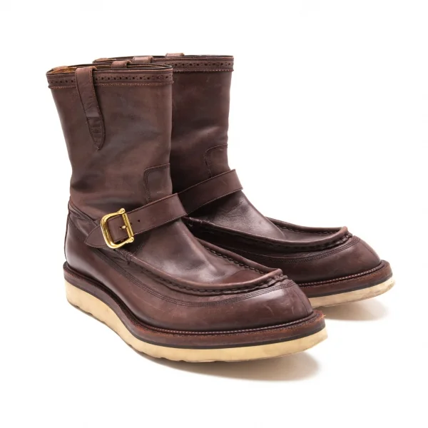 フットザコーチャーfoot the coacher レザーモカシンセミブーツ 茶29cm位 K-112729_001