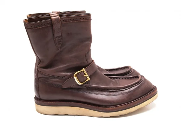 フットザコーチャーfoot the coacher レザーモカシンセミブーツ 茶29cm位 K-112729_010