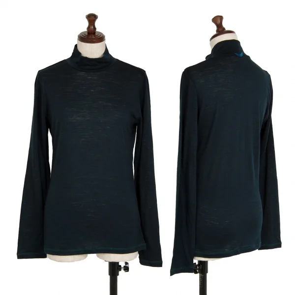 アンティパストANTIPAST ウールハイネックカットソー 紺M位 K-112732_001