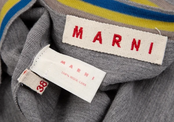マルニMARNI 配色デザインウールニットベスト グレー38 K-112736_011