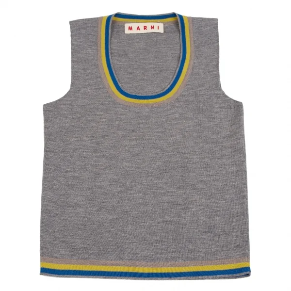 マルニMARNI 配色デザインウールニットベスト グレー38 K-112736_002