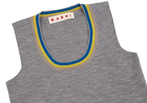 マルニMARNI 配色デザインウールニットベスト グレー38 K-112736_003