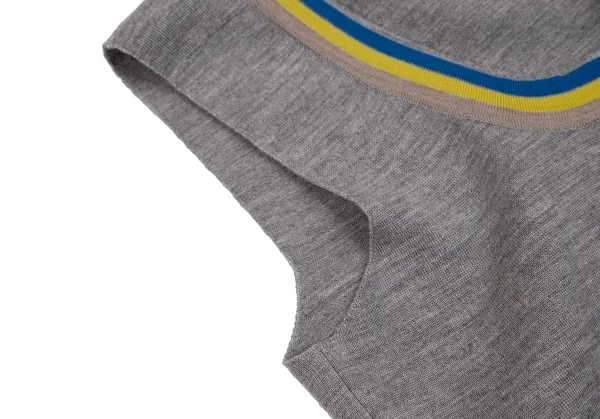 マルニMARNI 配色デザインウールニットベスト グレー38 K-112736_005