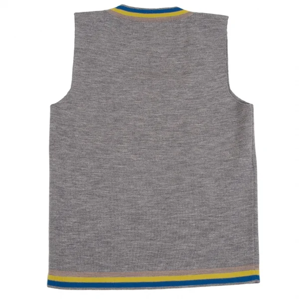 マルニMARNI 配色デザインウールニットベスト グレー38 K-112736_009