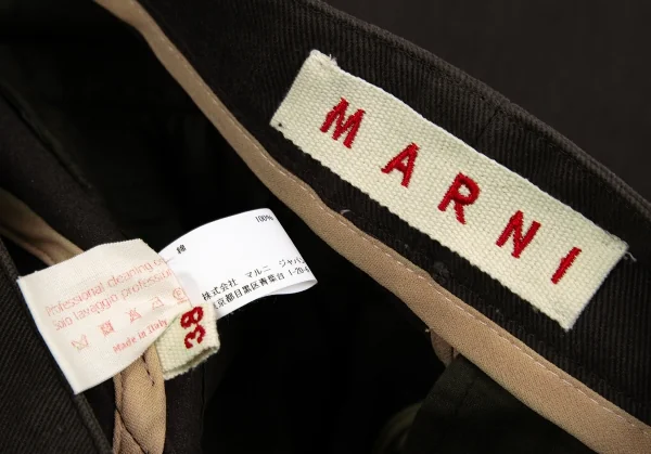 マルニMARNI コットンダブルポケットデザインワイドパンツ 茶38 K-112741_019